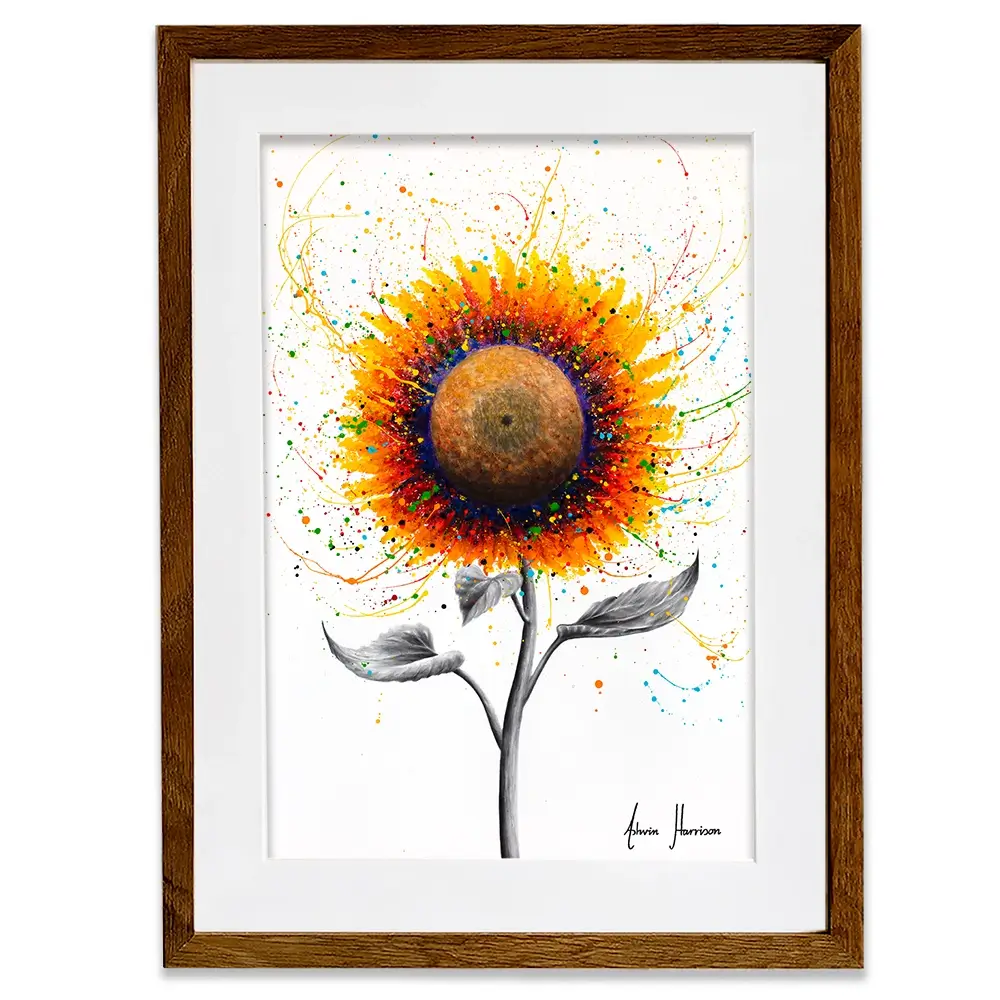 Rainbow Sunflower Framed Art Print