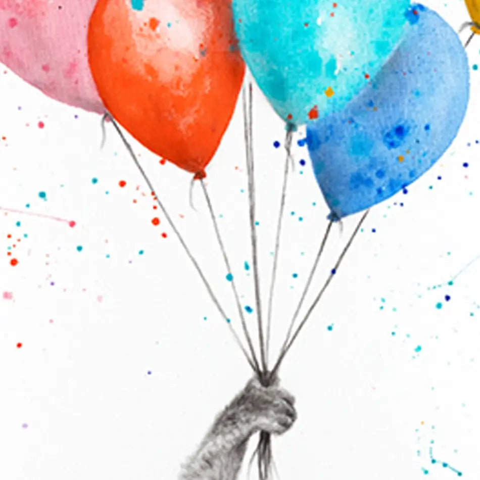 Animals With Balloons Framed Art Print Trio