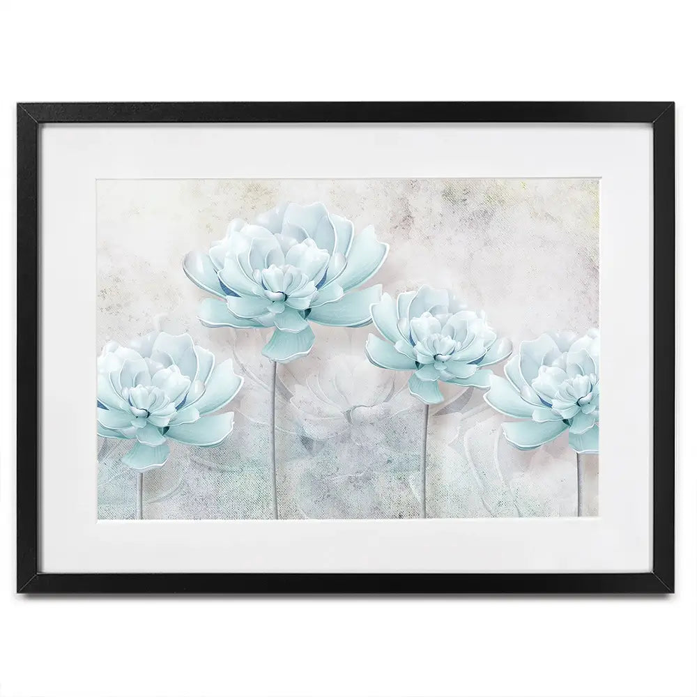 Pale Blue Floral Framed Art Print