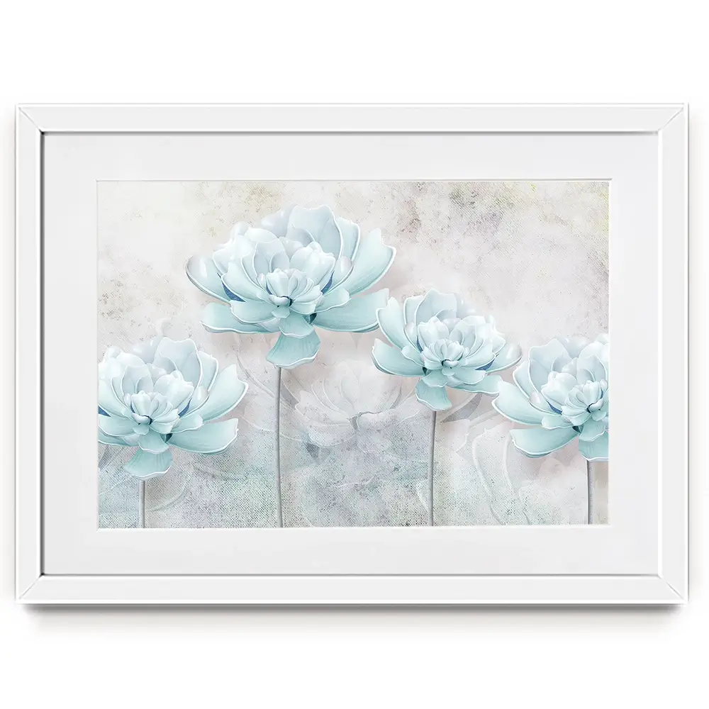 Pale Blue Floral Framed Art Print