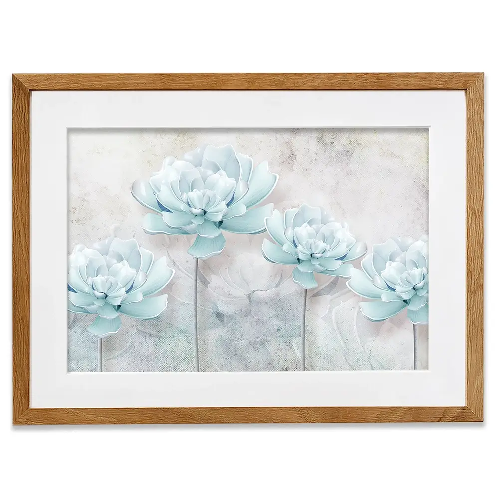 Pale Blue Floral Framed Art Print