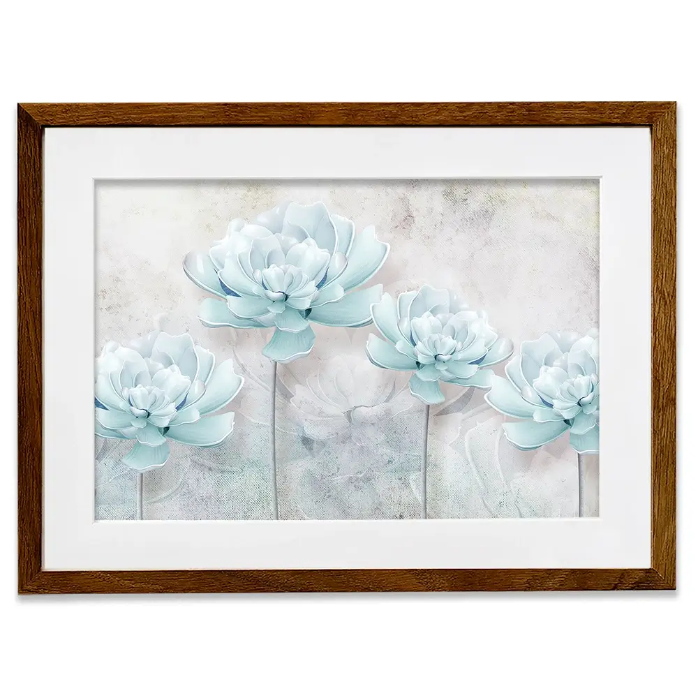 Pale Blue Floral Framed Art Print