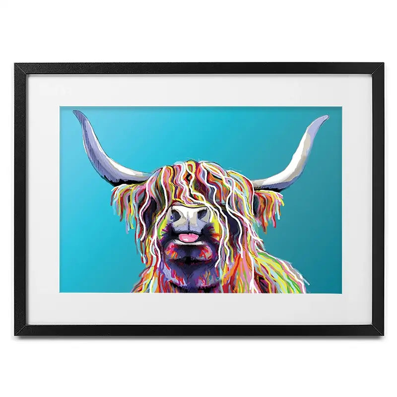 Blue Cheeky Cow Framed Art Print