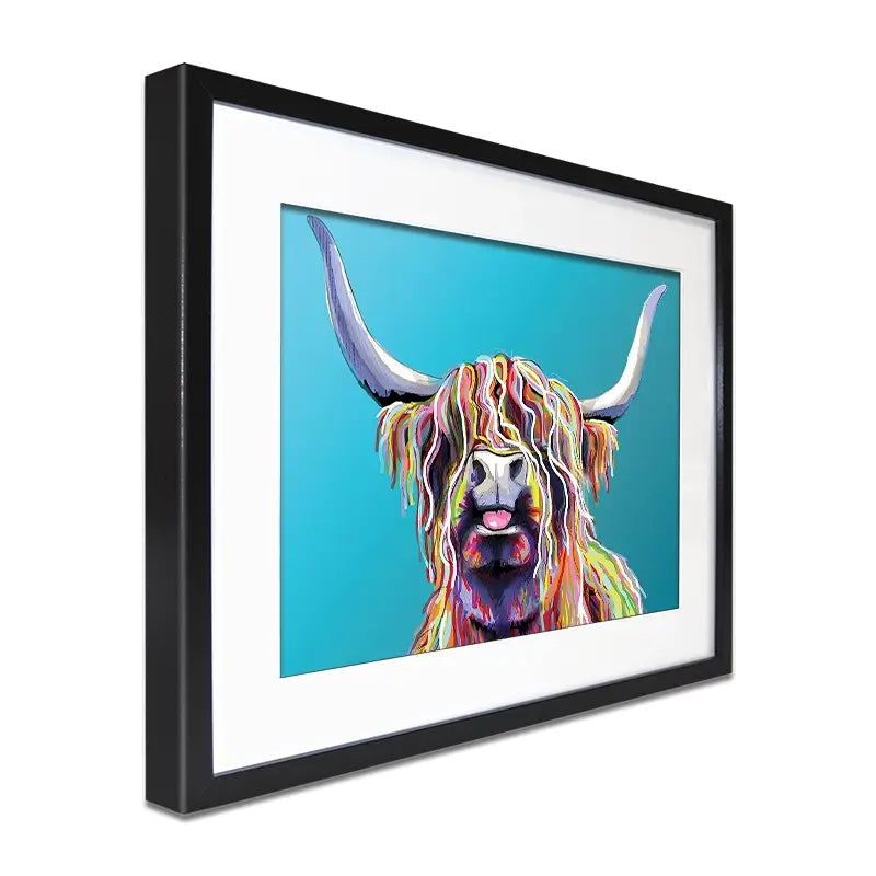 Blue Cheeky Cow Framed Art Print