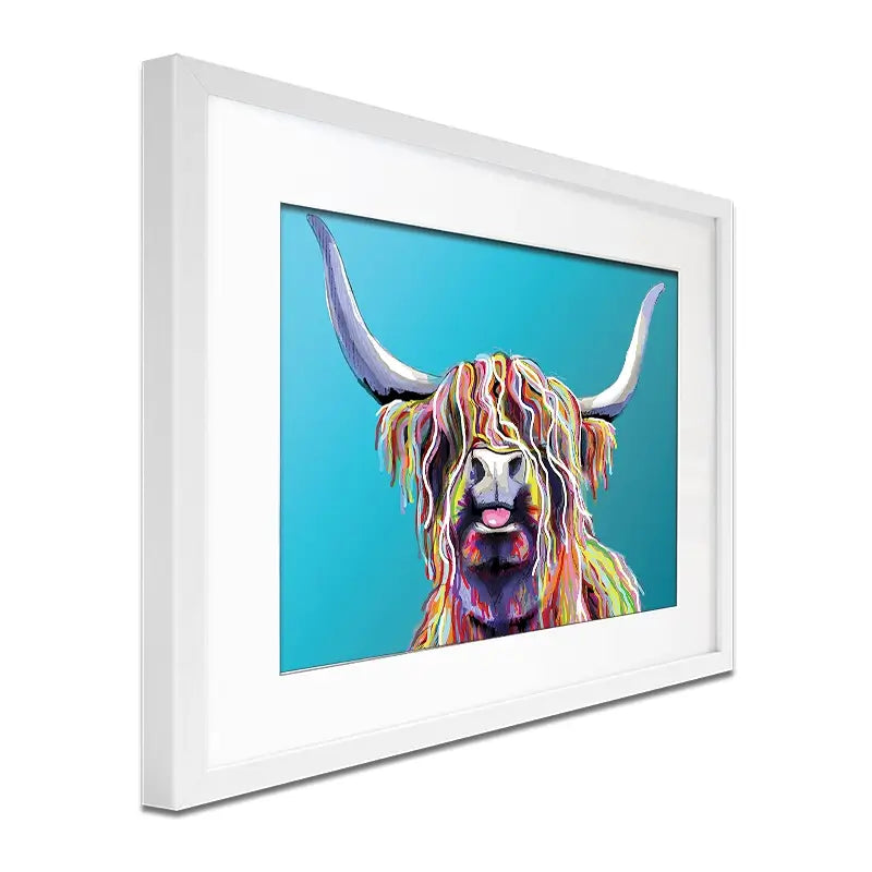 Blue Cheeky Cow Framed Art Print