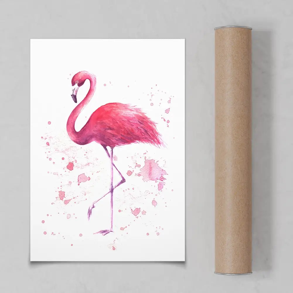 Pink Watercolour Flamingo Art Print