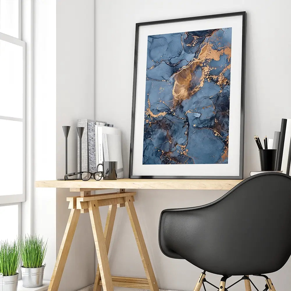 Blue And Bronze Framed Art Print