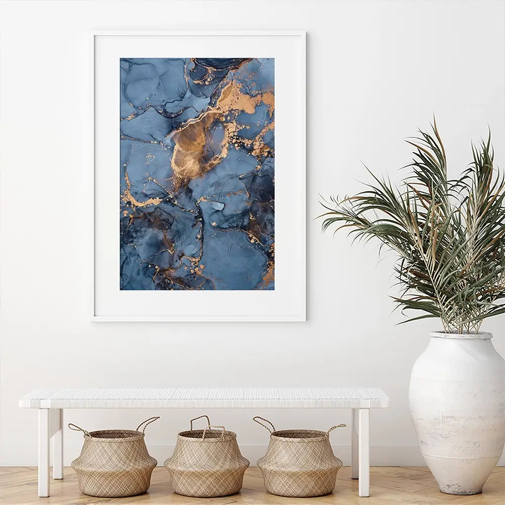 Blue And Bronze Framed Art Print