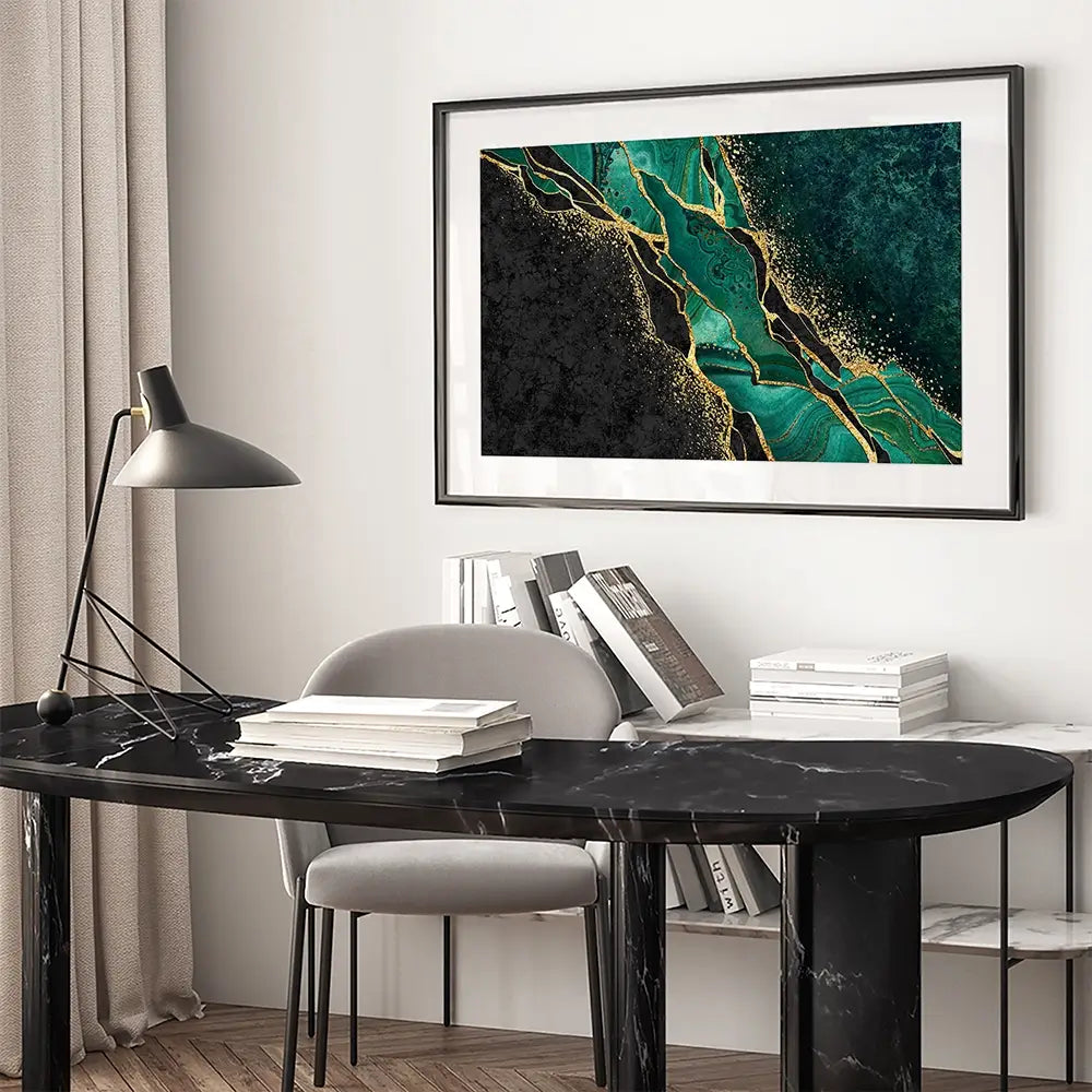 Green Malachite Marble Framed Art Print