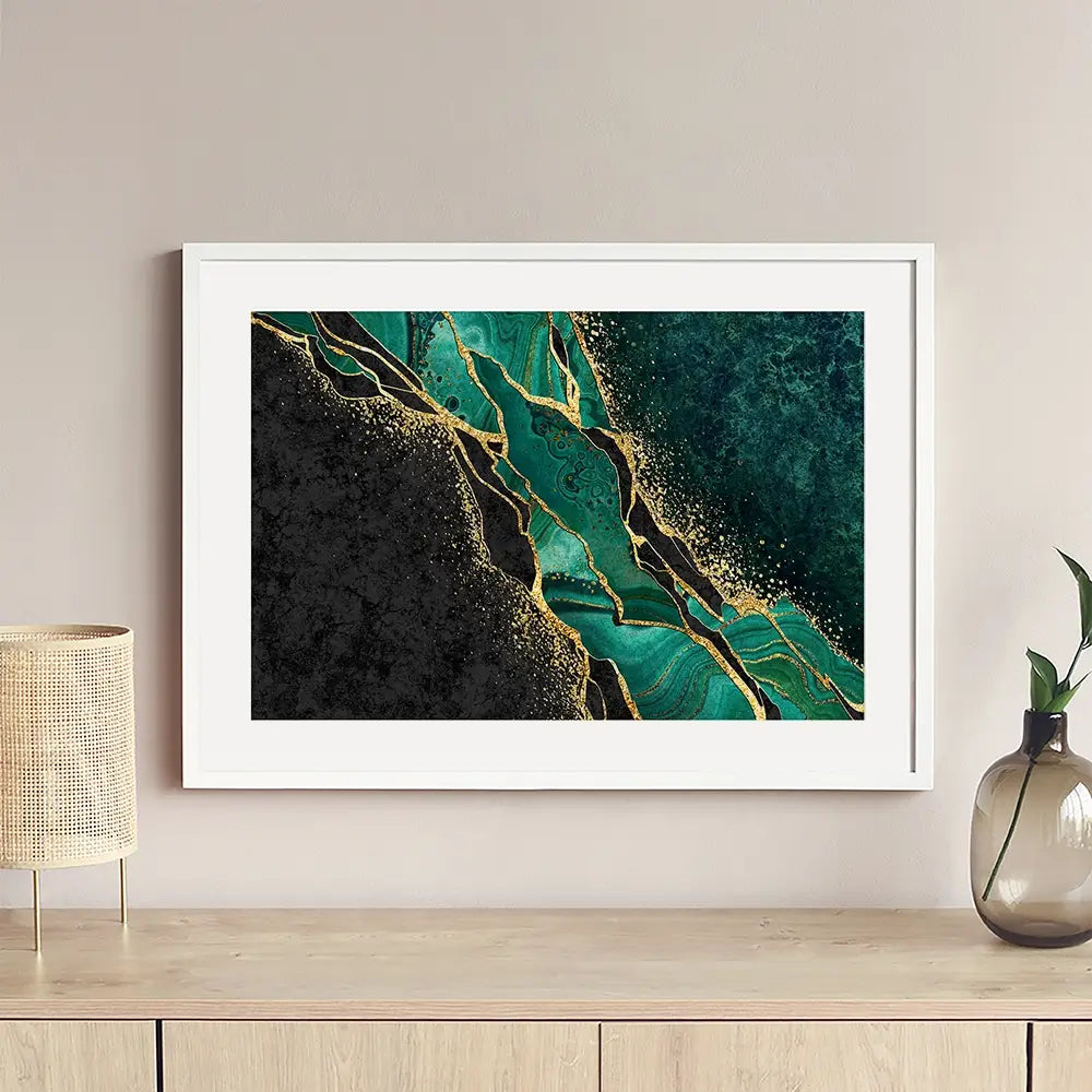 Green Malachite Marble Framed Art Print