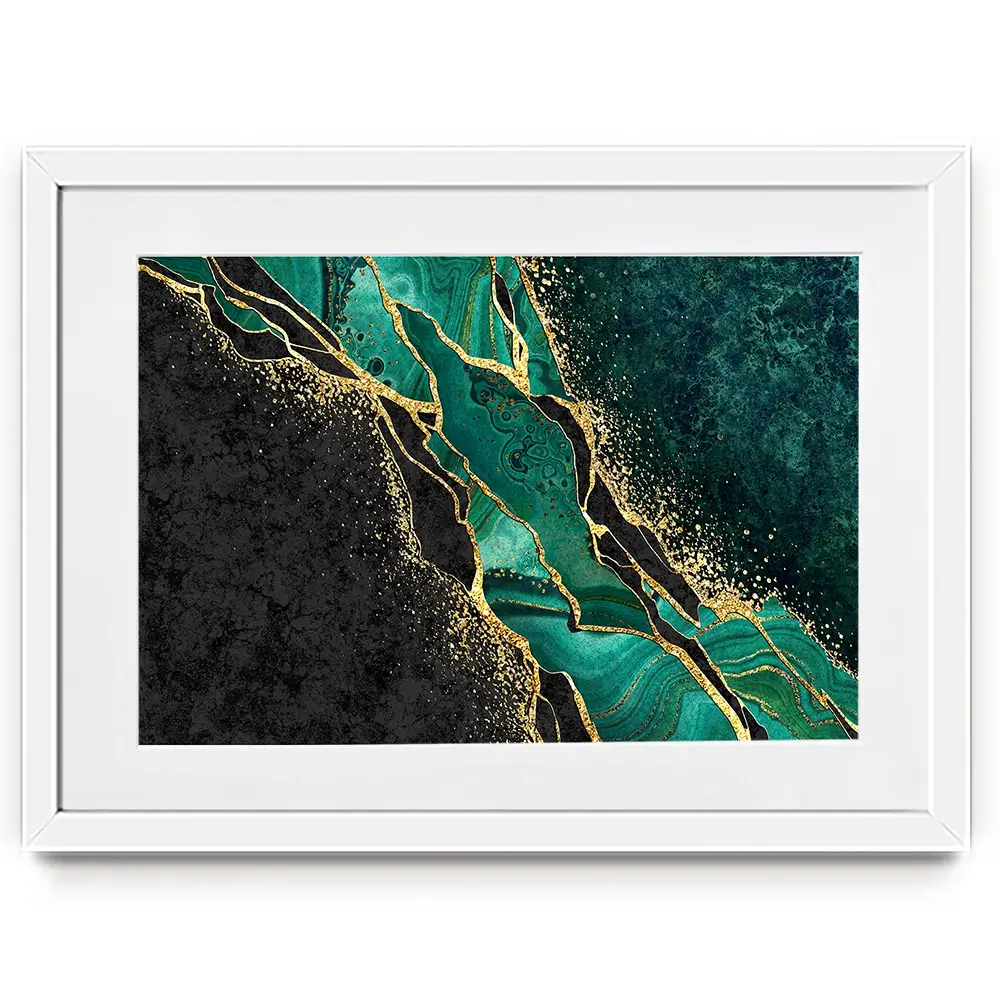 Green Malachite Marble Framed Art Print