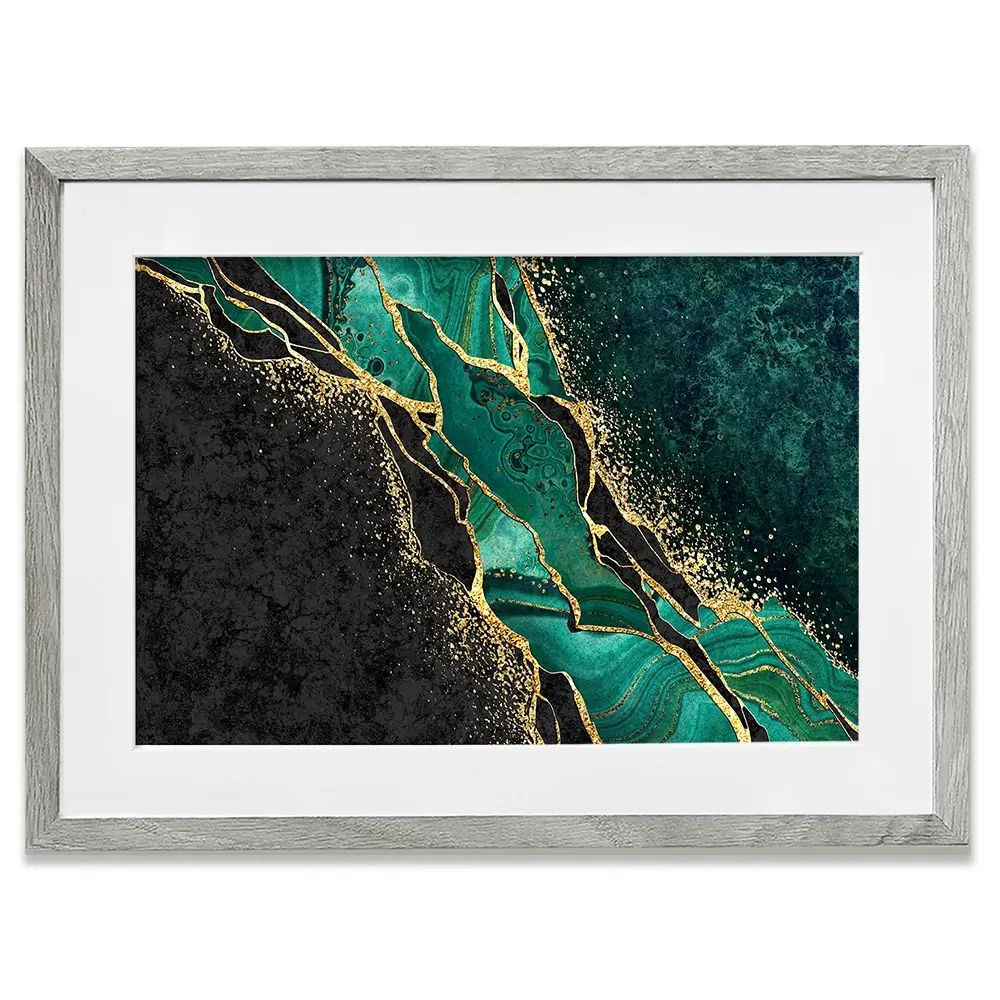 Green Malachite Marble Framed Art Print