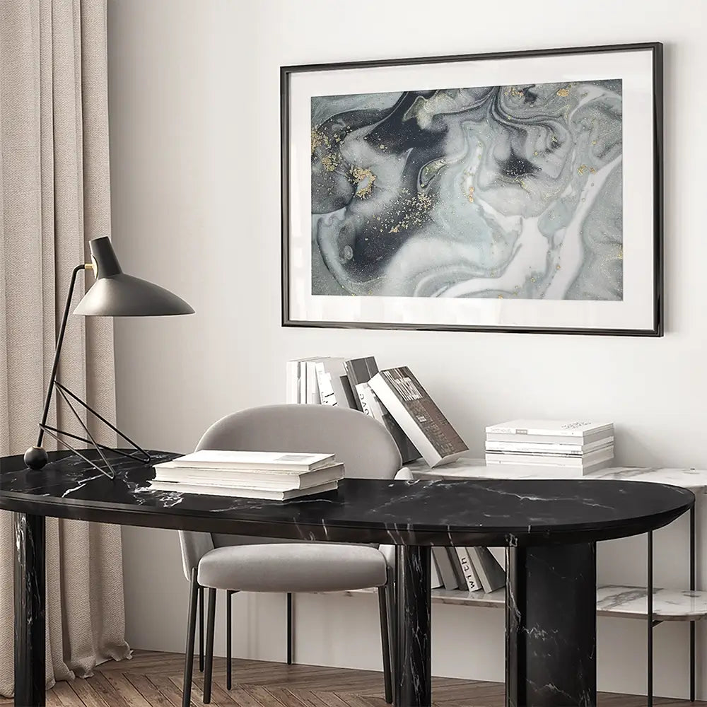 Marbled Grey Hues Framed Art Print