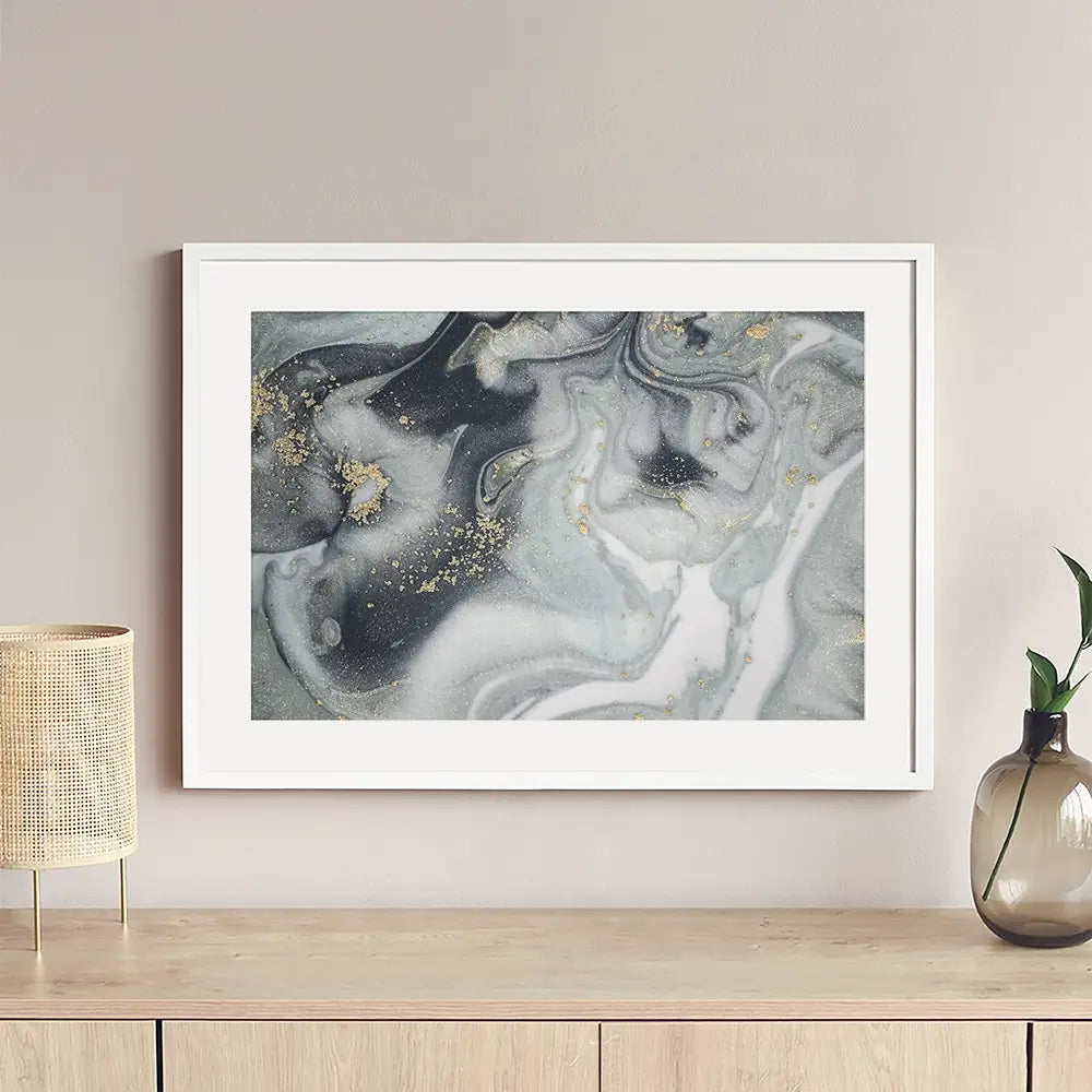 Marbled Grey Hues Framed Art Print