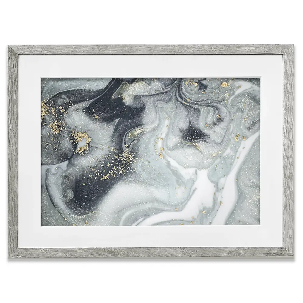 Marbled Grey Hues Framed Art Print