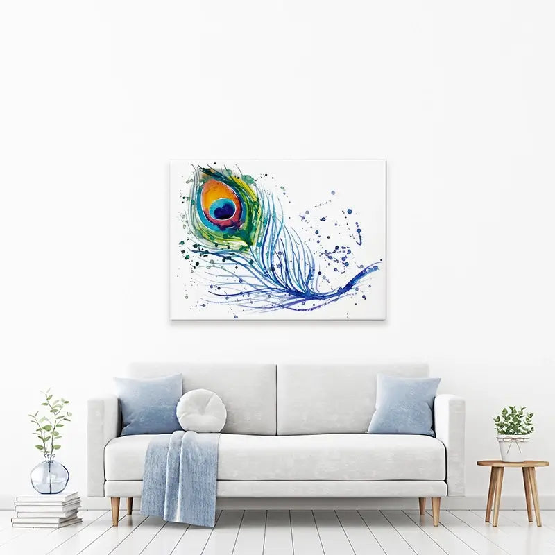 Watercolour Peacock Feather Canvas Print