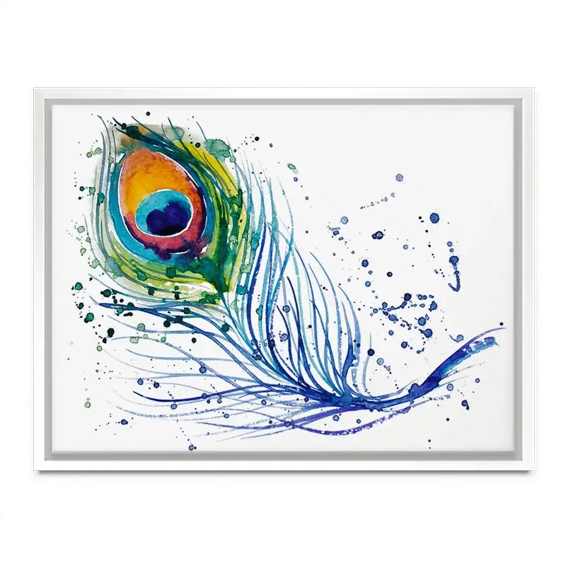 Watercolour Peacock Feather Canvas Print