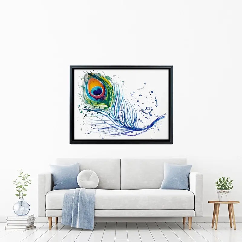 Watercolour Peacock Feather Canvas Print