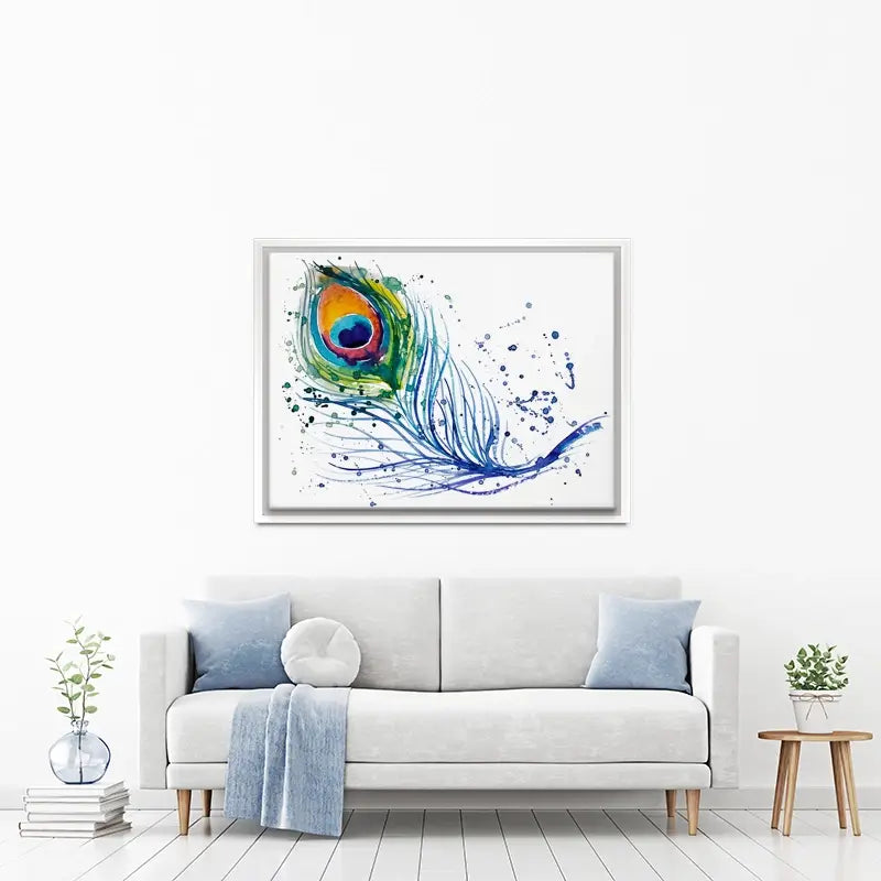 Watercolour Peacock Feather Canvas Print