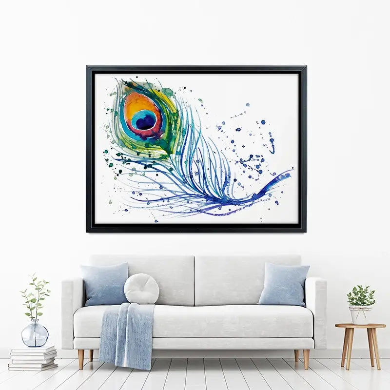 Watercolour Peacock Feather Canvas Print