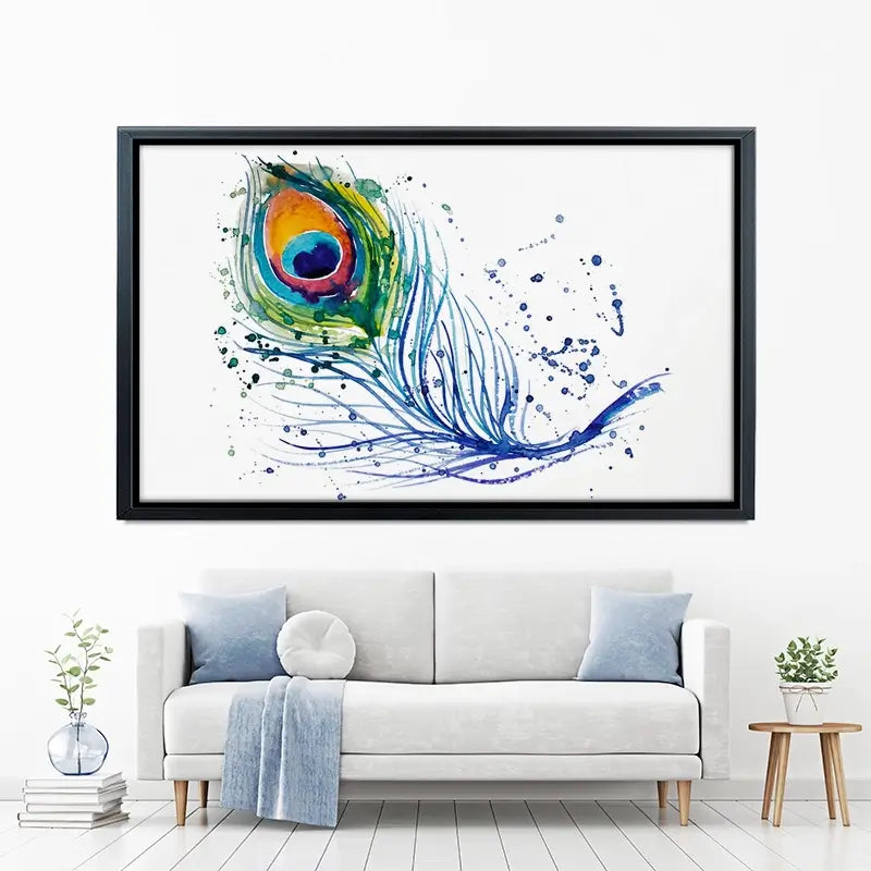 Watercolour Peacock Feather Canvas Print