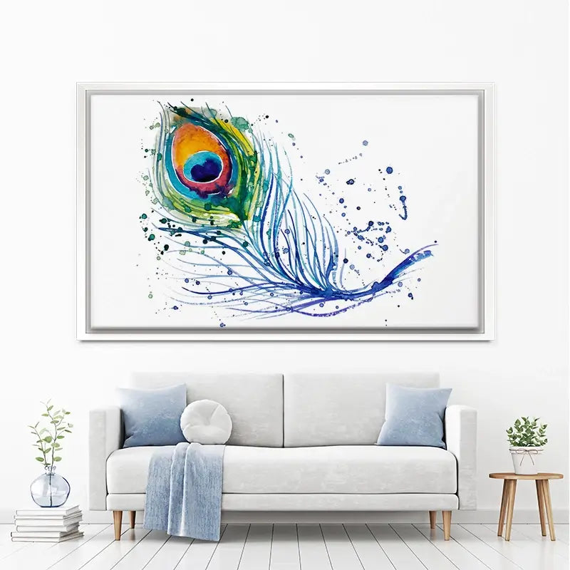 Watercolour Peacock Feather Canvas Print