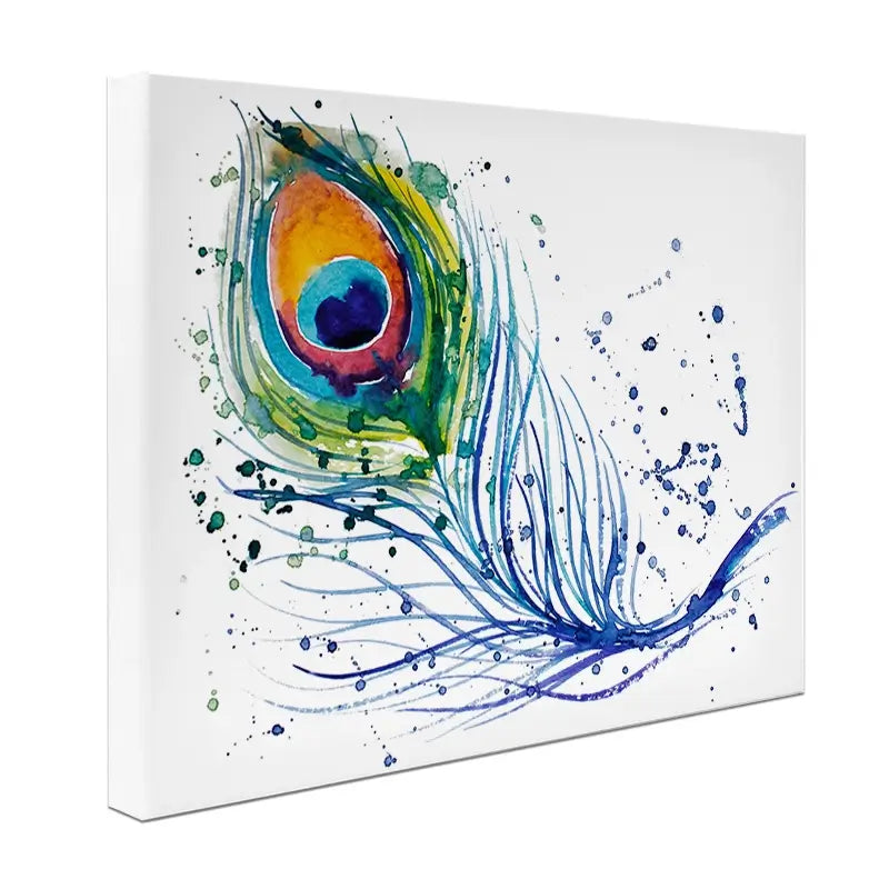 Watercolour Peacock Feather Canvas Print