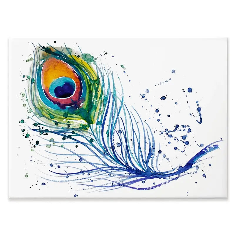 Watercolour Peacock Feather Canvas Print