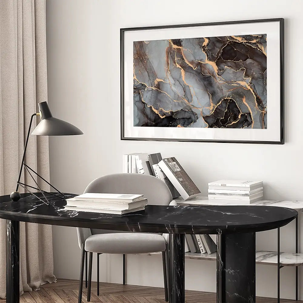 Charcoal Marble Framed Art Print