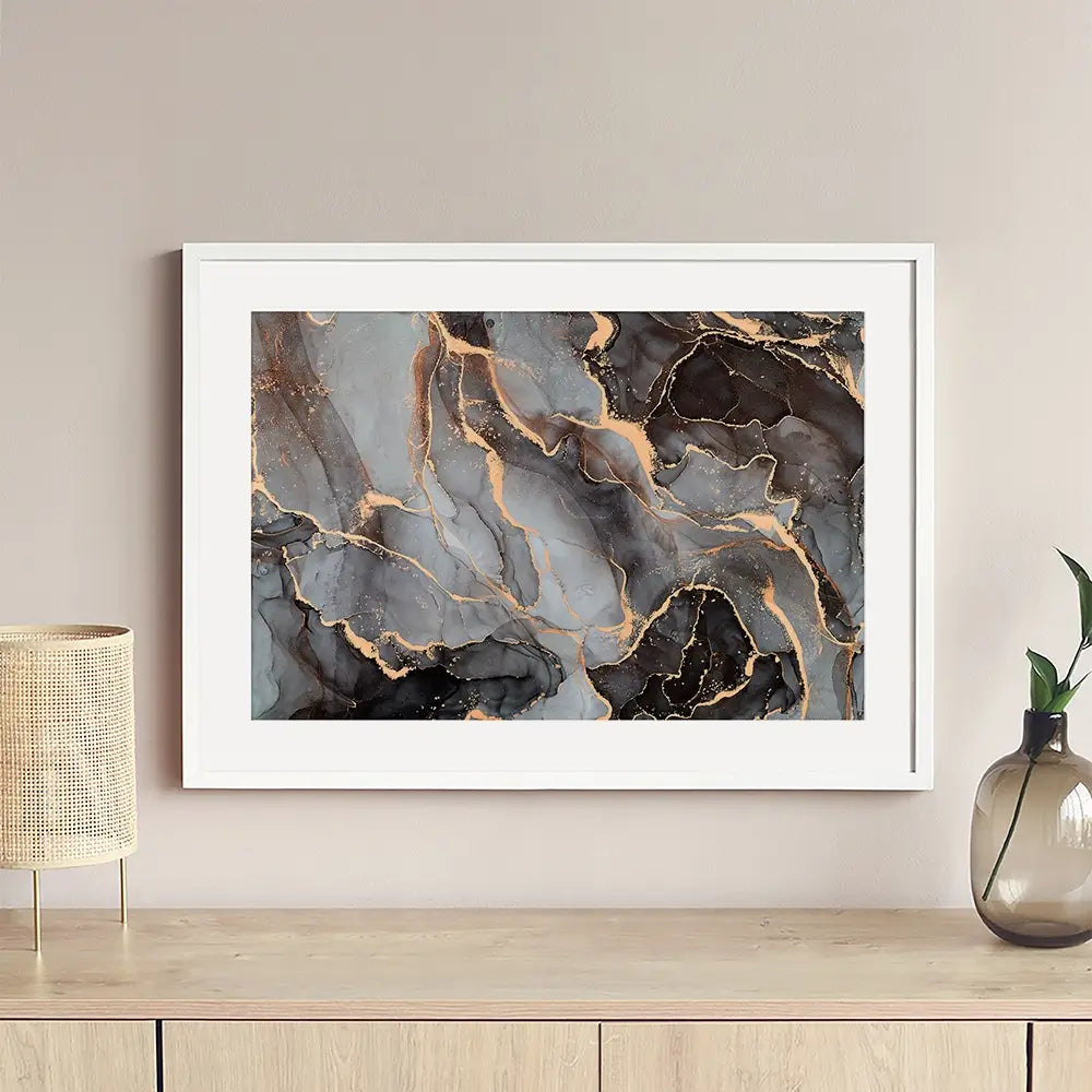 Charcoal Marble Framed Art Print