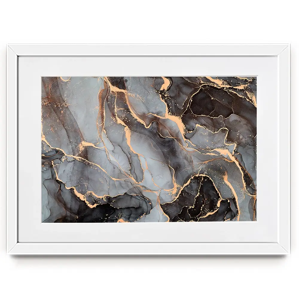 Charcoal Marble Framed Art Print