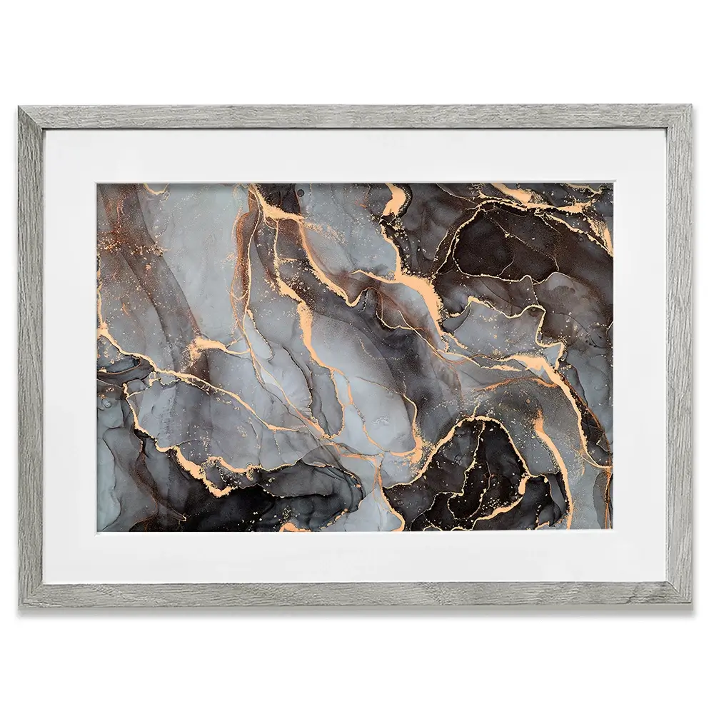 Charcoal Marble Framed Art Print