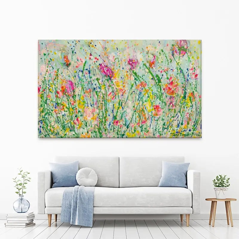 Wild Meadow In Green Canvas Print