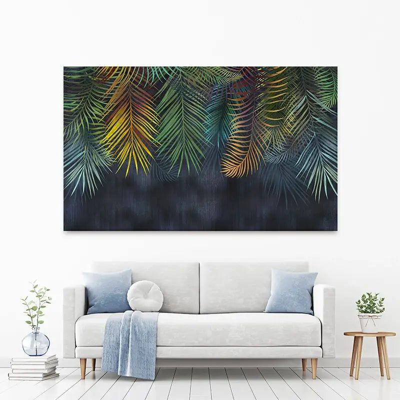 Tropical Hanging Leaves Canvas Print