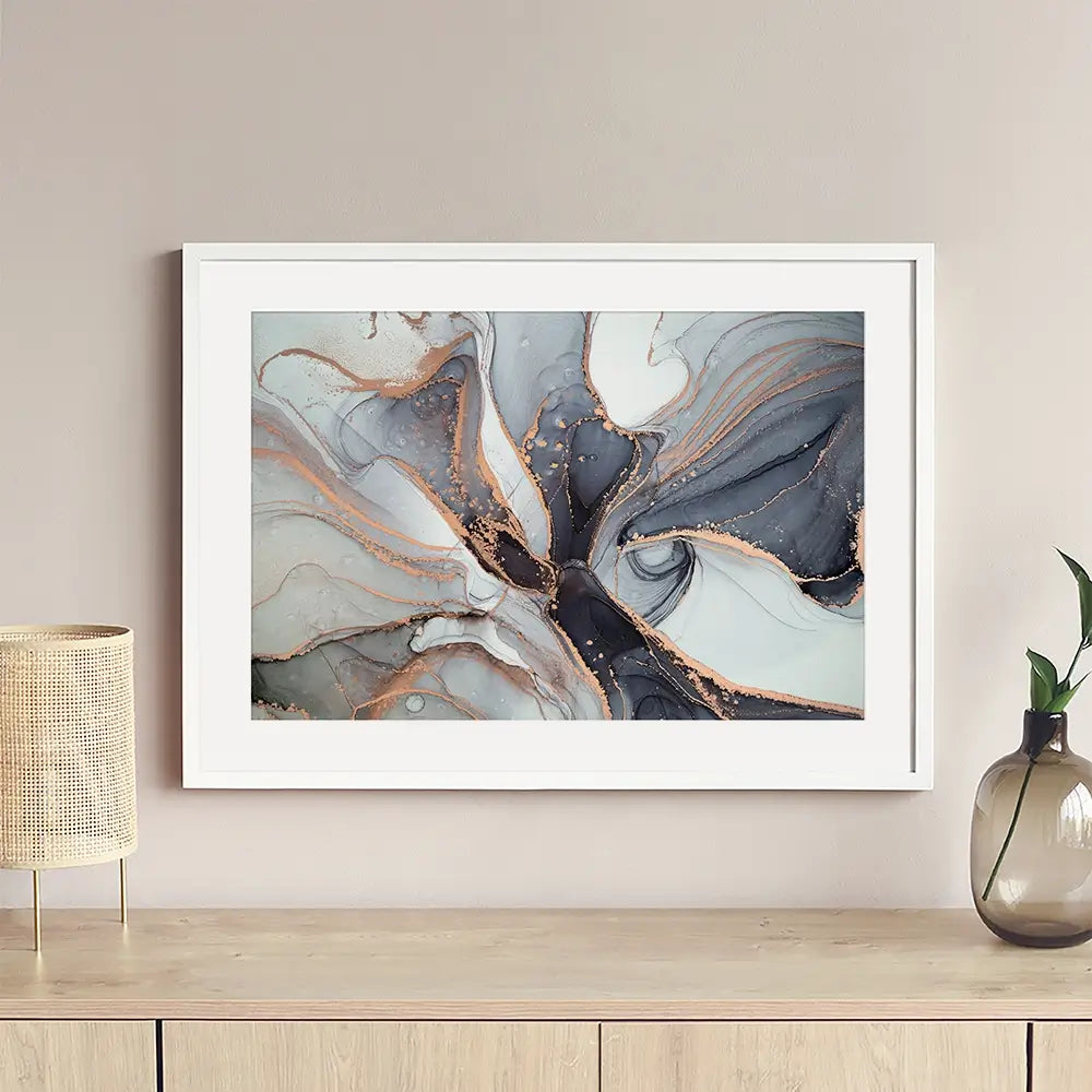 Fifty Shades Of Grey Marble Framed Art Print