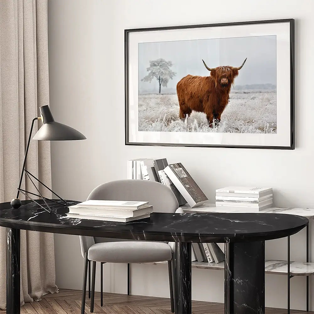 Winter Cow Framed Art Print