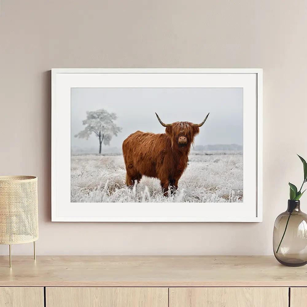 Winter Cow Framed Art Print