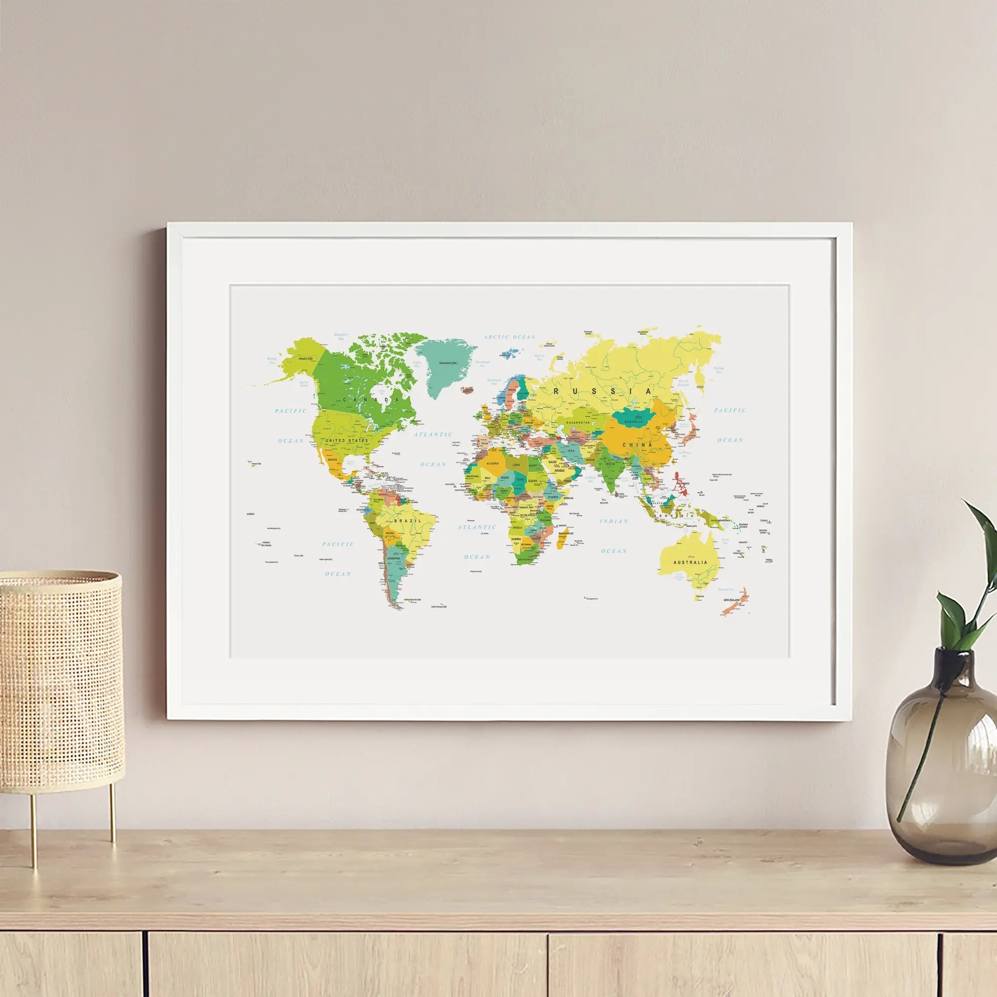 World Map Framed Art Print