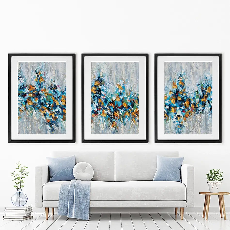 Palette Knife Abstract Framed Art Print Trio