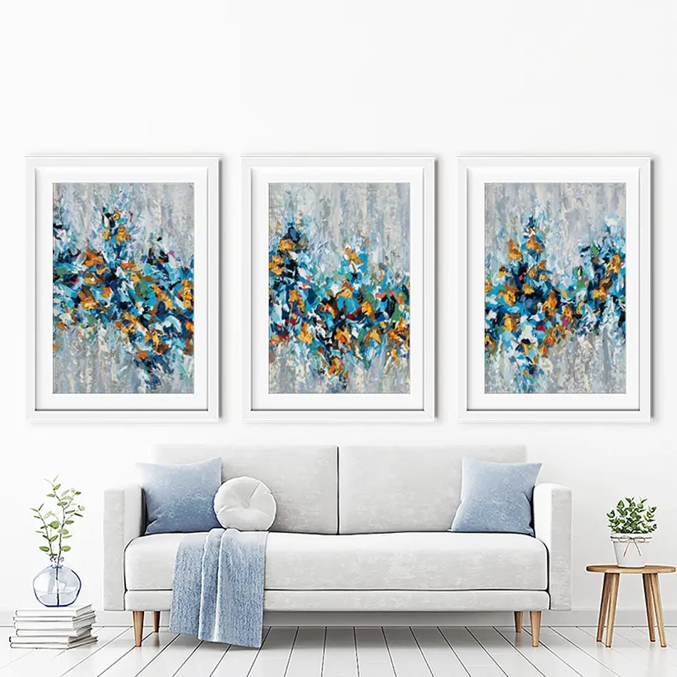 Palette Knife Abstract Framed Art Print Trio