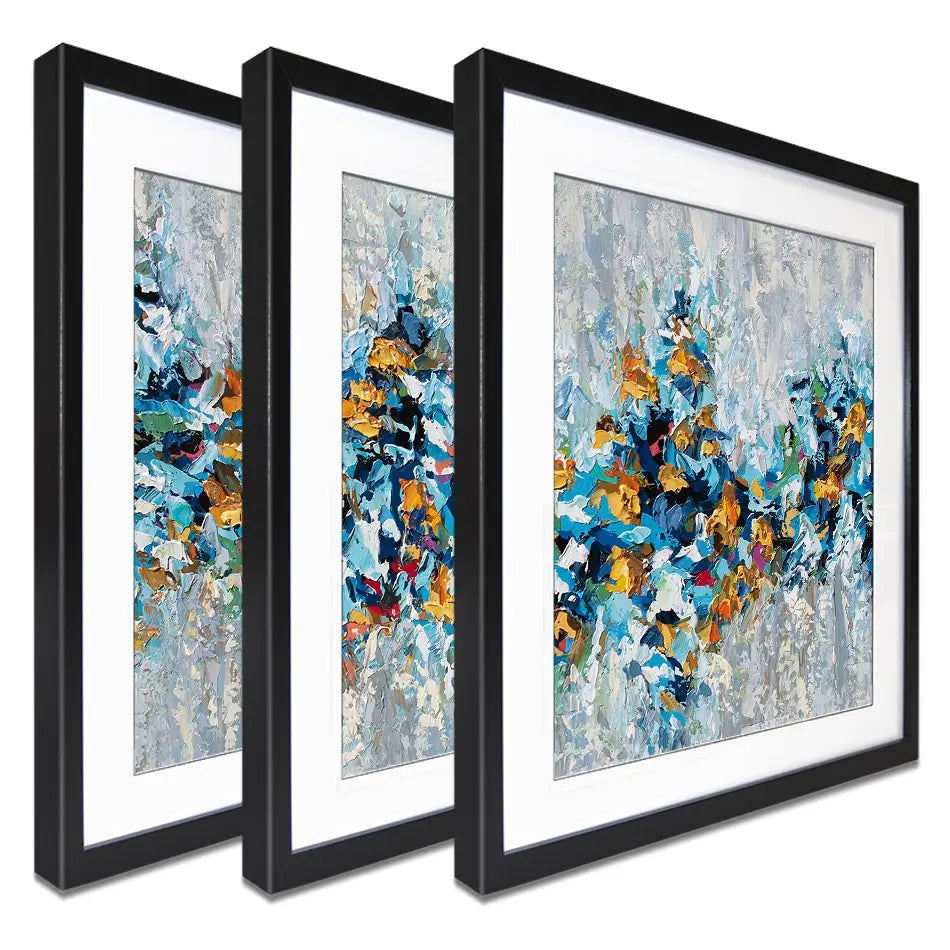 Palette Knife Abstract Framed Art Print Trio