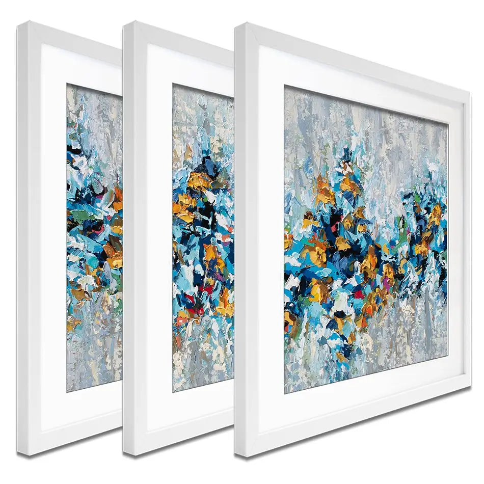 Palette Knife Abstract Framed Art Print Trio