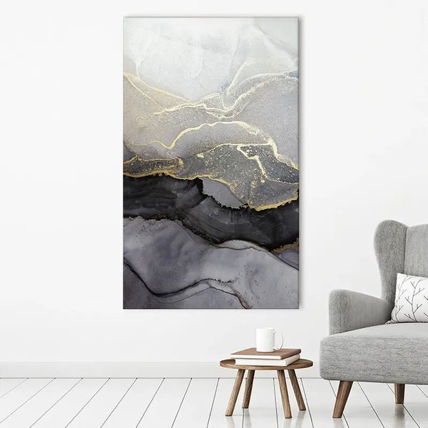 Charcoal Marble Abstract Canvas Print – Art Print Shop