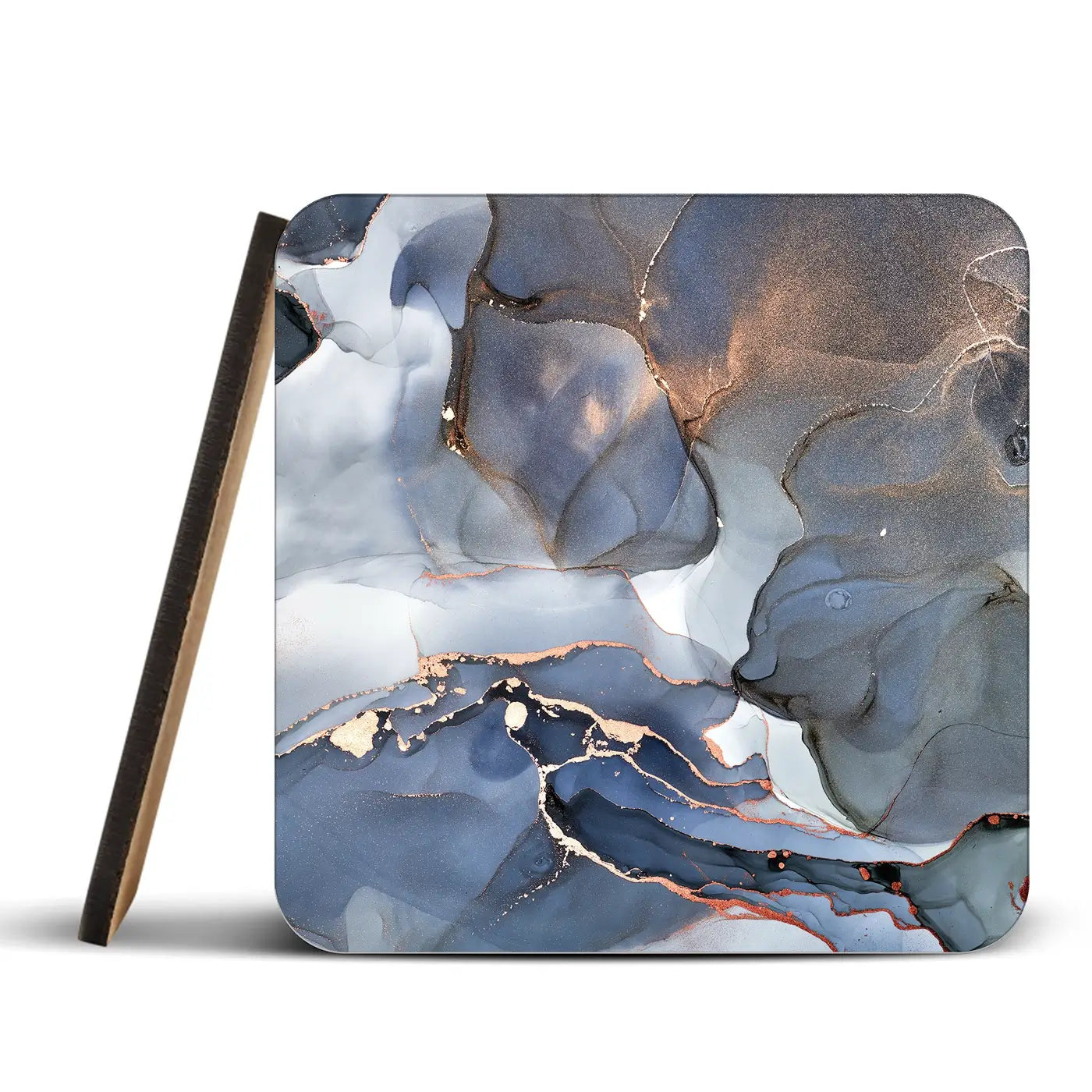 Grey And Blue Marble Coaster Set