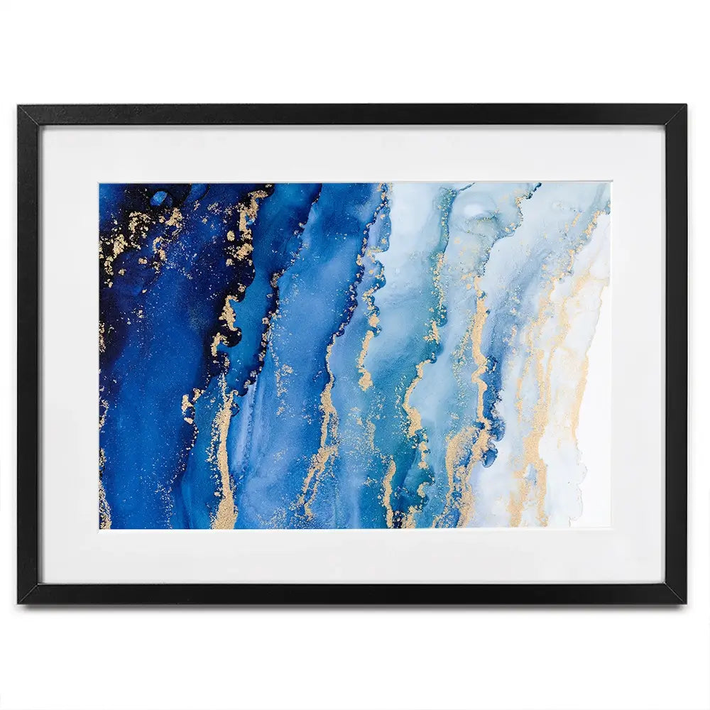 Blue Ombre Marble Framed Art Print