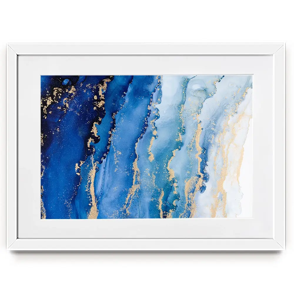 Blue Ombre Marble Framed Art Print