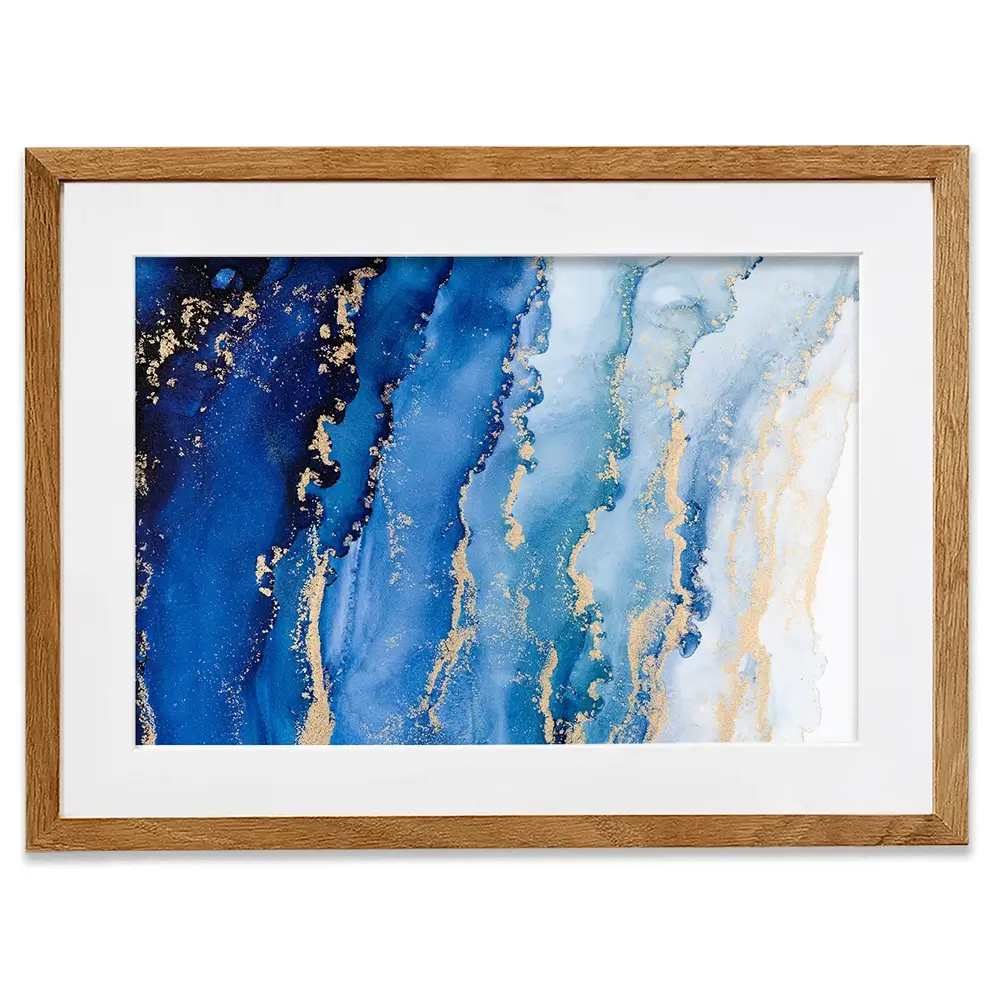 Blue Ombre Marble Framed Art Print