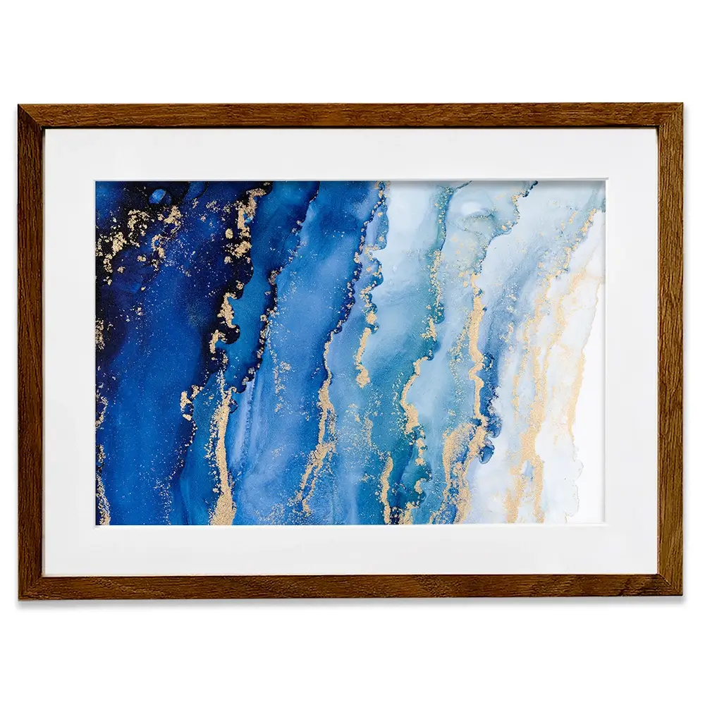 Blue Ombre Marble Framed Art Print