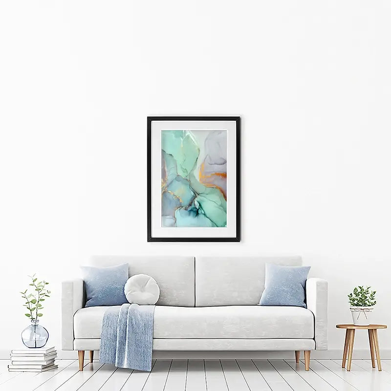 Mint Green Abstract Framed Art Print