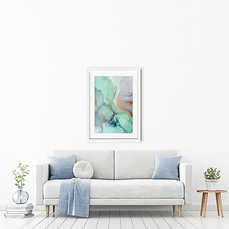 Mint Green Abstract Framed Art Print